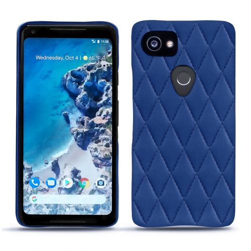 レザーケース Google Pixel 2 XLBleu océan - Couture ( Nappa - Pantone #15458a) 