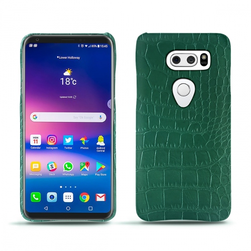 Capa em pele LG V30Crocodile pino ( Pantone #173F35 ) 