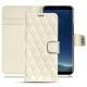 Samsung Galaxy S8+ leather case - Blanc - Couture ( Bologna - White ) 