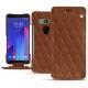 HTC U11+ leather case - Marron - Couture ( Nappa - Pantone 1615C ) 