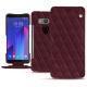 Lederschutzhülle HTC U11+ - Lie de vin - Couture ( Pantone 5115C ) 