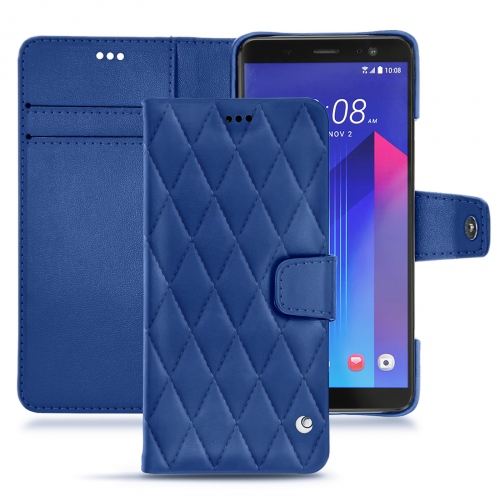 Custodia in pelle HTC U11+Bleu océan - Couture ( Nappa - Pantone #15458a) 