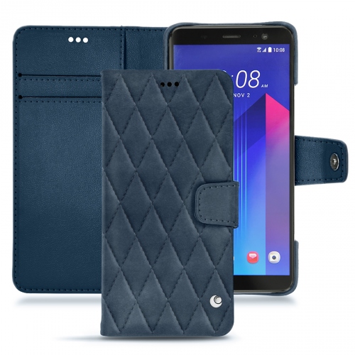 Funda de piel HTC U11+Jean vintage - Couture ( Pantone #2f414f  ) 