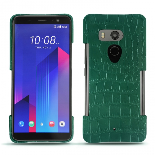 HTC U11+ leather caseCrocodile pino ( Pantone #173F35 ) 