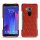 Lederschutzhülle HTC U11+ - Papaye - Couture ( Pantone 180C ) 
