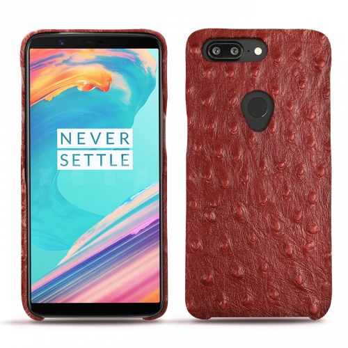 レザーケース OnePlus 5TAutruche ciliegia ( Pantone #a4343a ) 
