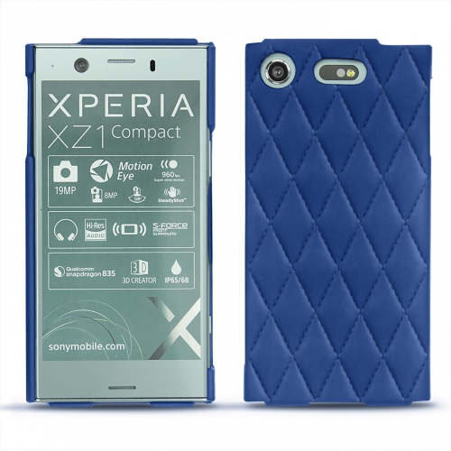 Sony Xperia XZ1 Compact - Protégez votre appareil mobile avec des housses, étuis, coques en cuir haut de gammeBleu océan - Couture ( Nappa - Pantone #15458a) 