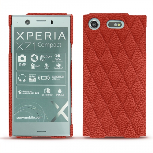 Sony Xperia XZ1 Compact - Protégez votre appareil mobile avec des housses, étuis, coques en cuir haut de gammePapaye - Couture ( Pantone #b54317 ) 