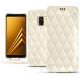 Housse cuir Samsung Galaxy A8+ (2018) - Blanc - Couture ( Bologna - White ) 