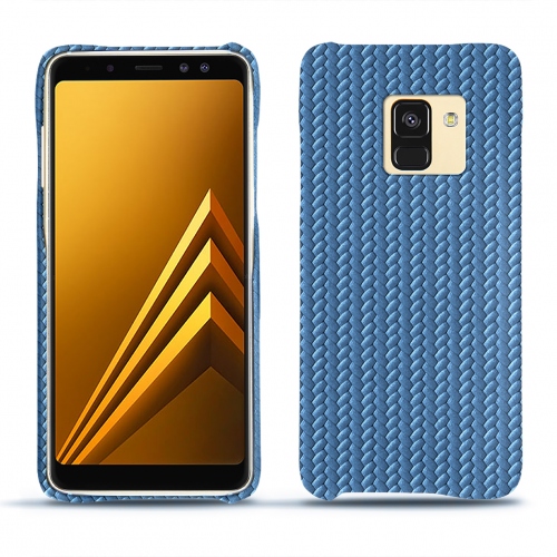 Protections (coque, étui, housse) en cuir fabriquées main pour Samsung Galaxy A8 (2018) Abaca ishia ( Pantone #395775 ) 