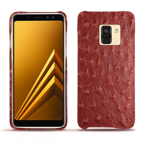 Capa em pele Samsung Galaxy A8+ (2018)Autruche ciliegia ( Pantone #a4343a ) 