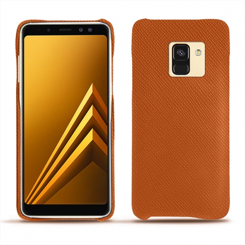 Lederschutzhülle Samsung Galaxy A8+(2018)Orange vibrant ( Pantone #e36b39 ) 
