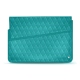 Leather sleeve for 15' laptop - Griffe 1 - Bleu fluo - Couture