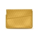 Leather sleeve for 8' laptop - Griffe 1 - Mimosa - Couture ( Pantone 141C ) 