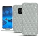 Housse cuir Samsung Galaxy S9 - Gris - Couture ( Nappa - Pantone W428C ) 