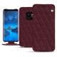 Samsung Galaxy S9 leather case - Lie de vin - Couture ( Pantone 5115C ) 