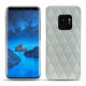 Coque cuir Samsung Galaxy S9 - Gris - Couture ( Nappa - Pantone W428C ) 