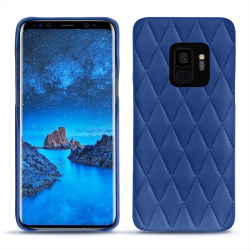 Coque en cuir pour Samsung Galaxy S9 - Protections haut de gammeBleu océan - Couture ( Nappa - Pantone #15458a) 