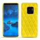 Coque cuir Samsung Galaxy S9 - Jaune fluo - Couture