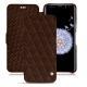 Housse cuir Samsung Galaxy S9+ - Châtaigne - Couture ( Pantone 476C ) 