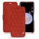 Housse cuir Samsung Galaxy S9+ - Papaye - Couture ( Pantone 180C ) 