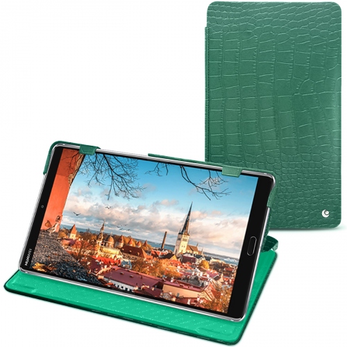 レザーケース Huawei MediaPad M5 8Crocodile pino ( Pantone #173F35 ) 