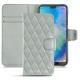 Housse cuir Huawei P20 Lite - Gris - Couture ( Nappa - Pantone W428C ) 