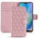 Housse cuir Huawei P20 Lite - Rose - Couture ( Nappa - Pantone 2365C ) 