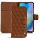 Housse cuir Huawei P20 Lite - Marron - Couture ( Nappa - Pantone 1615C ) 