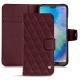 Housse cuir Huawei P20 Lite - Lie de vin - Couture ( Pantone 5115C ) 