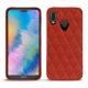 Huawei P20 Lite leather cover - Papaye - Couture ( Pantone 180C ) 