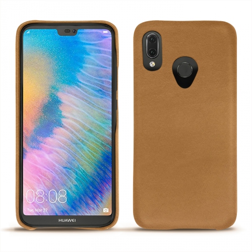 硬质真皮保护套 Huawei P20 LiteCastan esparciate ( Pantone #824F2A )