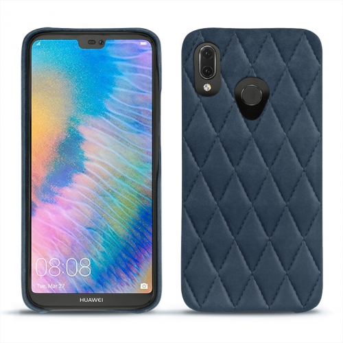 Huawei P20 Lite leather caseJean vintage - Couture ( Pantone #2f414f  ) 