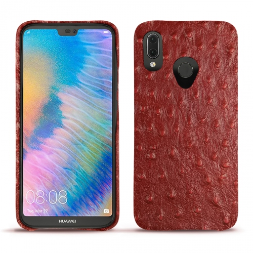 Huawei P20 Lite - Habillez avec style votre mobile avec des étuis de luxe en cuir Autruche ciliegia ( Pantone #a4343a ) 