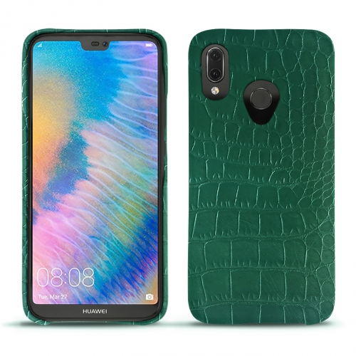 Huawei P20 Lite - Habillez avec style votre mobile avec des étuis de luxe en cuir Crocodile pino ( Pantone #173F35 ) 