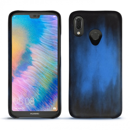 Huawei P20 Lite - Habillez avec style votre mobile avec des étuis de luxe en cuir Bleu Patine