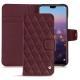 Huawei P20 leather case - Lie de vin - Couture ( Pantone 5115C ) 