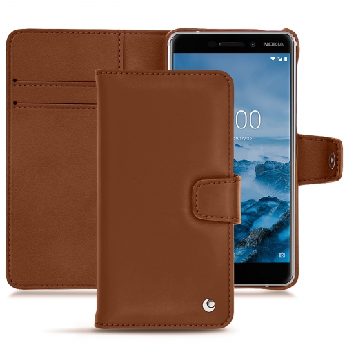 Nokia 6 (2018) leather case and coverMarron ( Nappa - Pantone #8B4720 ) 