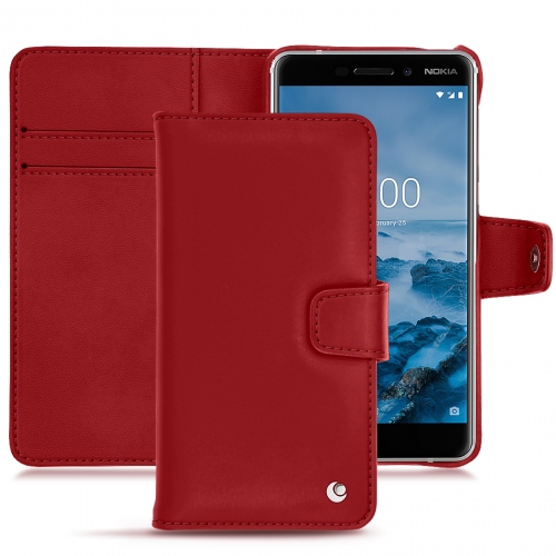 硬质真皮保护套 Nokia 6 (2018)Rouge ( Nappa - Pantone #d50032 ) 