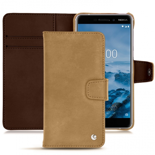 Protections haut de gamme (coque, étui, housse) fabriquées main pour Nokia 6 (2018) Sable vintage ( Pantone #9b7340 ) 
