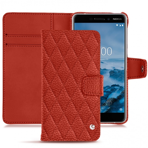 Funda de piel Nokia 6 (2018)Papaye - Couture ( Pantone #b54317 ) 