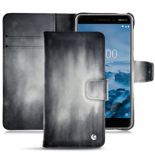 Capa em pele Nokia 6 (2018)Gris Patine