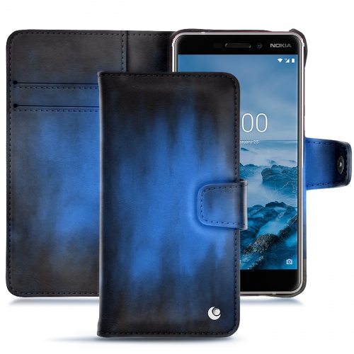 Lederschutzhülle Nokia 6 (2018) Bleu Patine