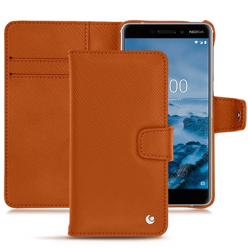 Nokia 6 (2018) leather case and coverOrange vibrant ( Pantone #e36b39 ) 