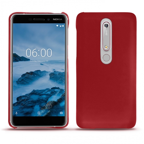 Custodia in pelle Nokia 6 (2018)Rouge ( Nappa - Pantone #d50032 ) 