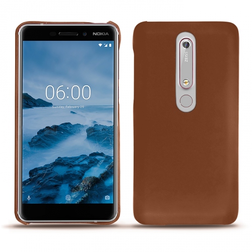 Capa em pele Nokia 6 (2018)Marron ( Nappa - Pantone #8B4720 ) 