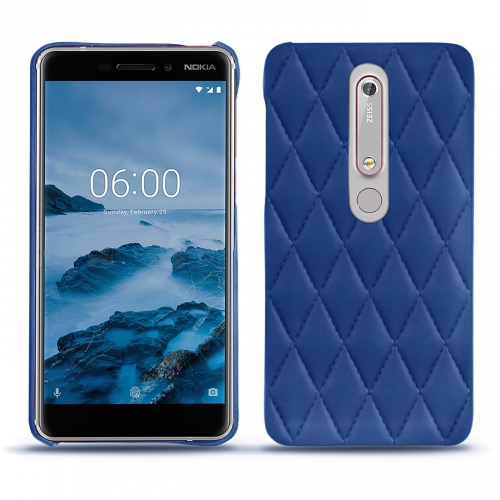 Custodia in pelle Nokia 6 (2018)Bleu océan - Couture ( Nappa - Pantone #15458a) 