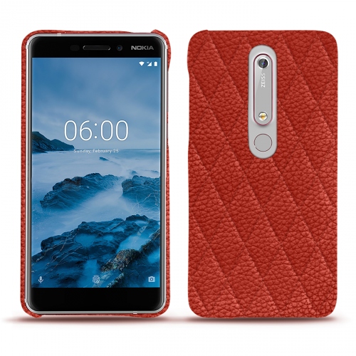 Custodia in pelle Nokia 6 (2018)Papaye - Couture ( Pantone #b54317 ) 