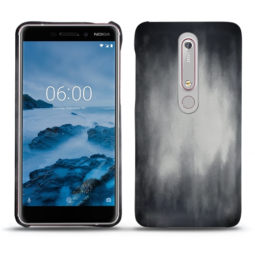 Custodia in pelle Nokia 6 (2018)Gris Patine