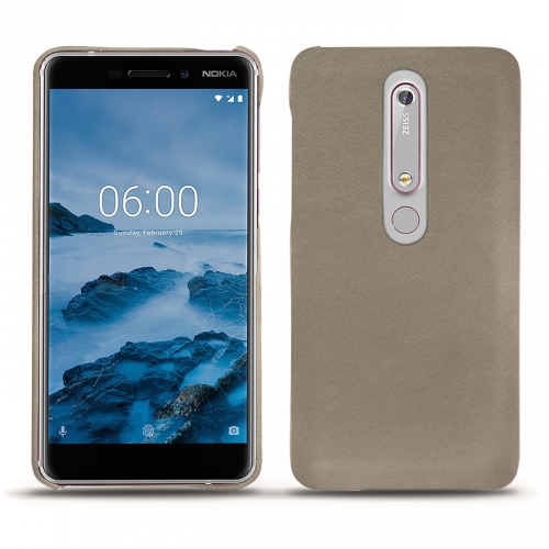가죽 커버 Nokia 6 (2018)Darboun sabla ( Pantone #BCB1A1 )